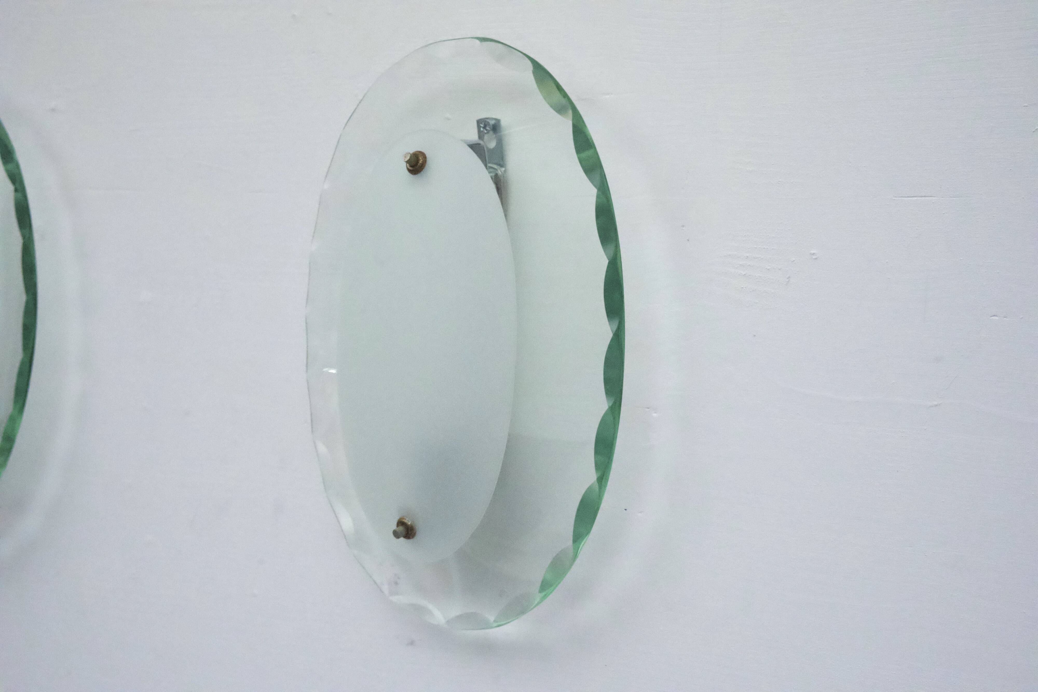 Set of Three Curved Glass Sconces by Cristal Art, Italy, 1960s