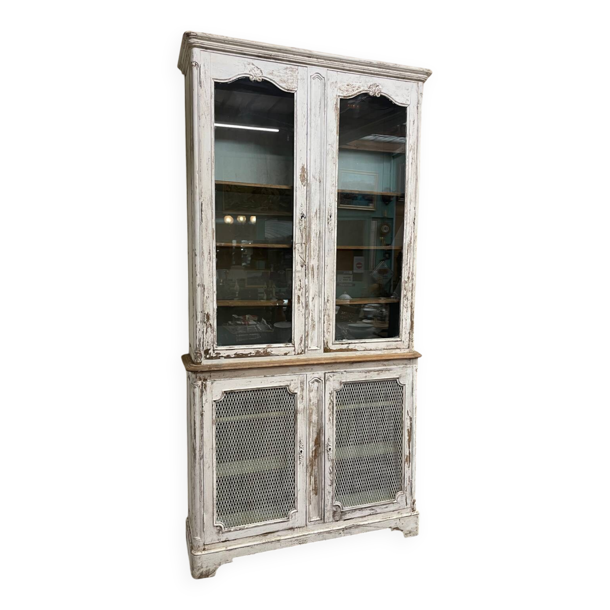 Large oak dresser with white patina