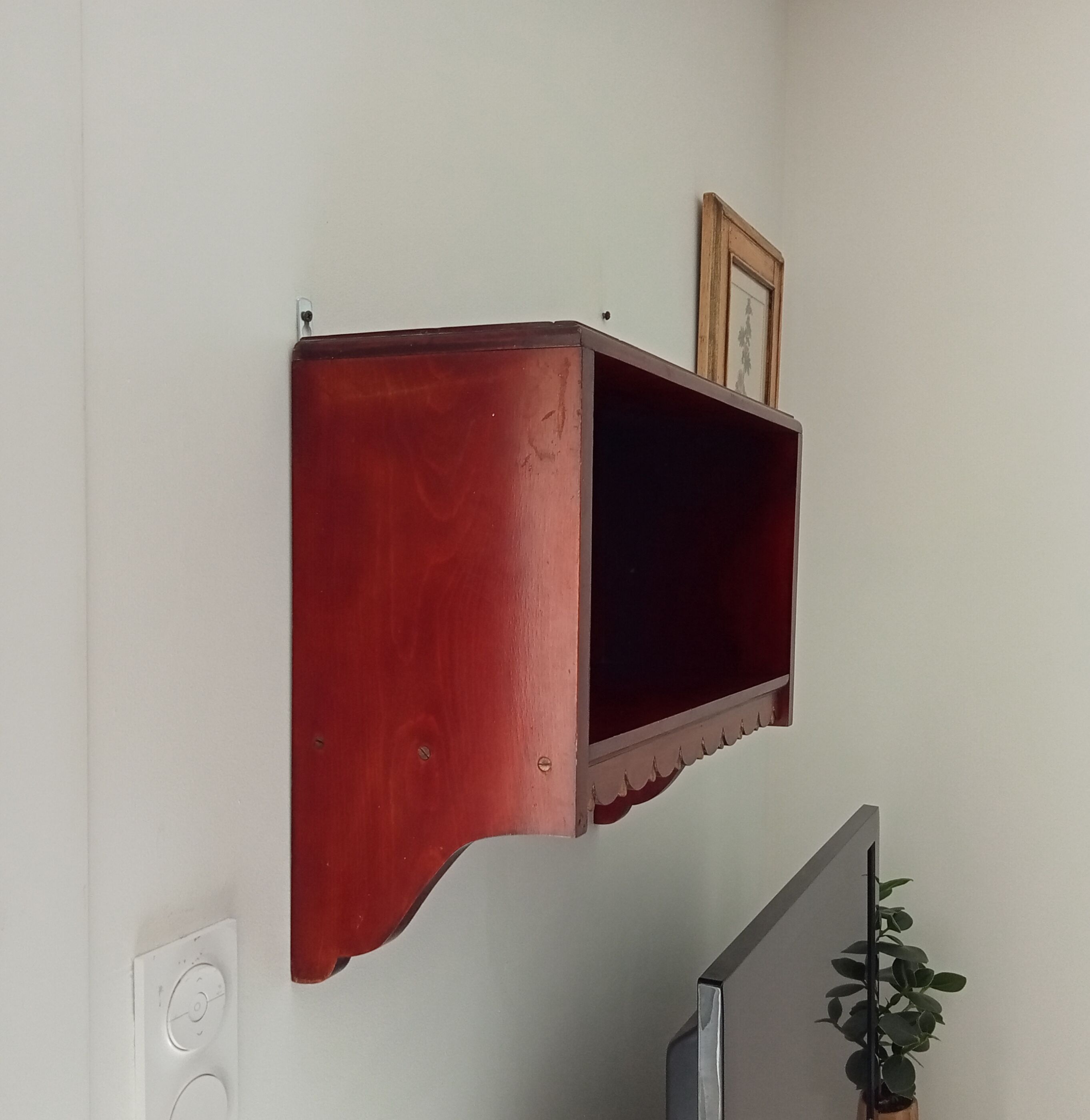 Vintage solid oak wall shelf