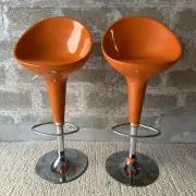 Vintage orange bar stools (x2)