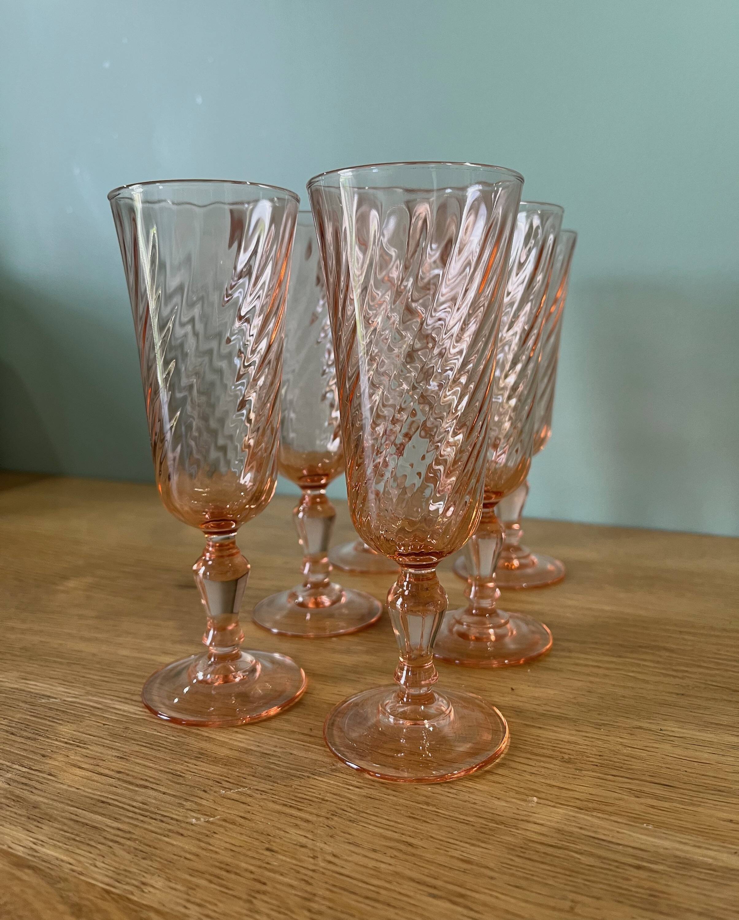 6 Rosaline Twisted Pink Champagne Flutes