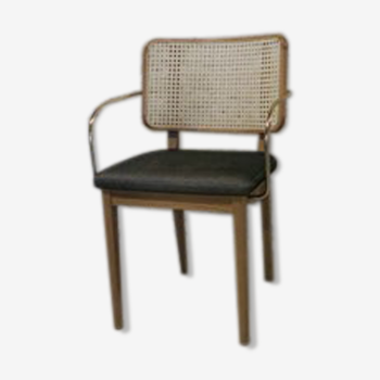 Light wood caning chair armrest caviar