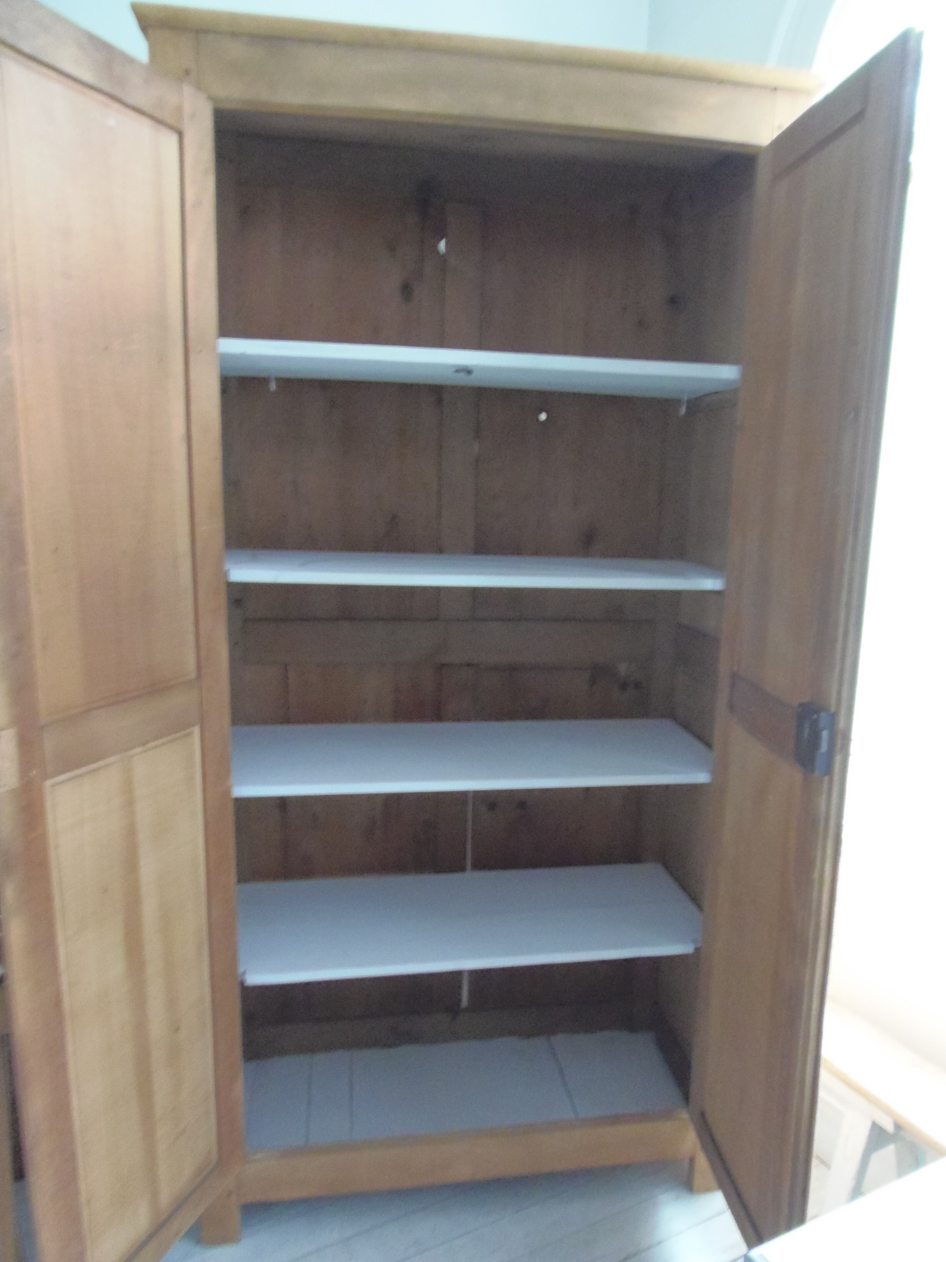Vintage Parisian wardrobe 2 doors raw wood