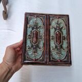 Antique Art Nouveau glazed earthenware tile from the 19th century