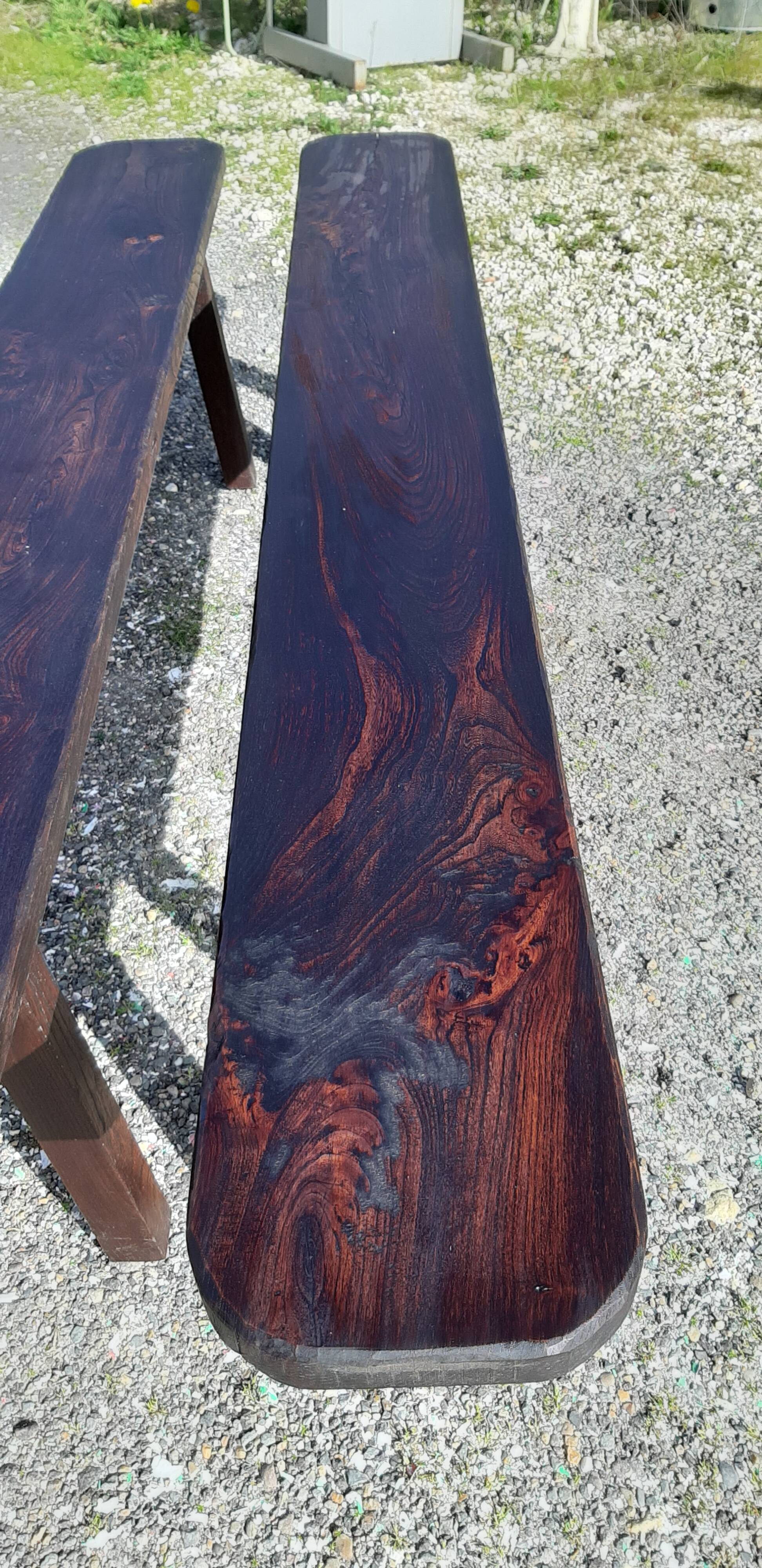 Pair of country banks in chêne