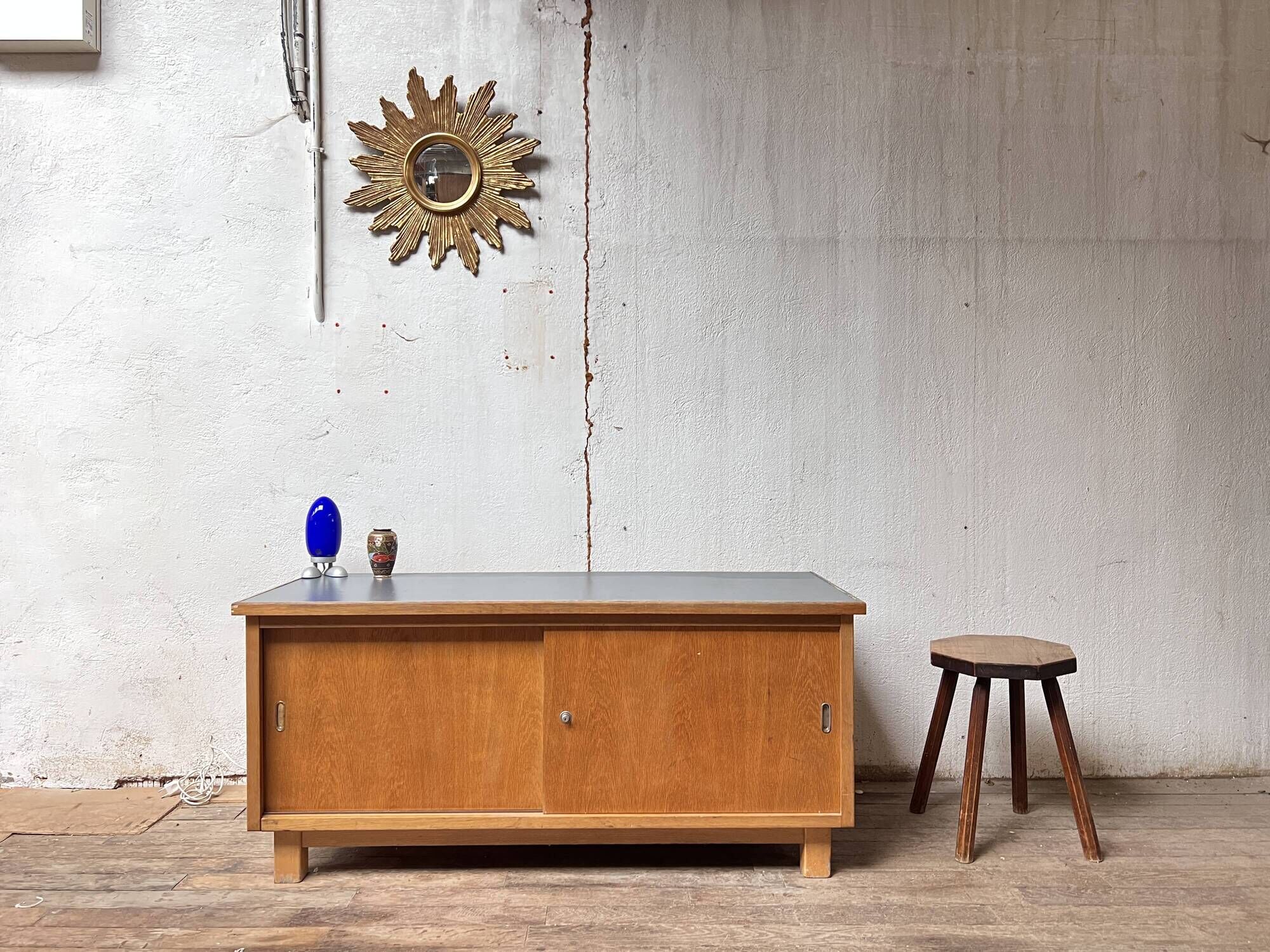 Vintage TV / hi-fi cabinet sideboard - oak - 50/60 - French modernist