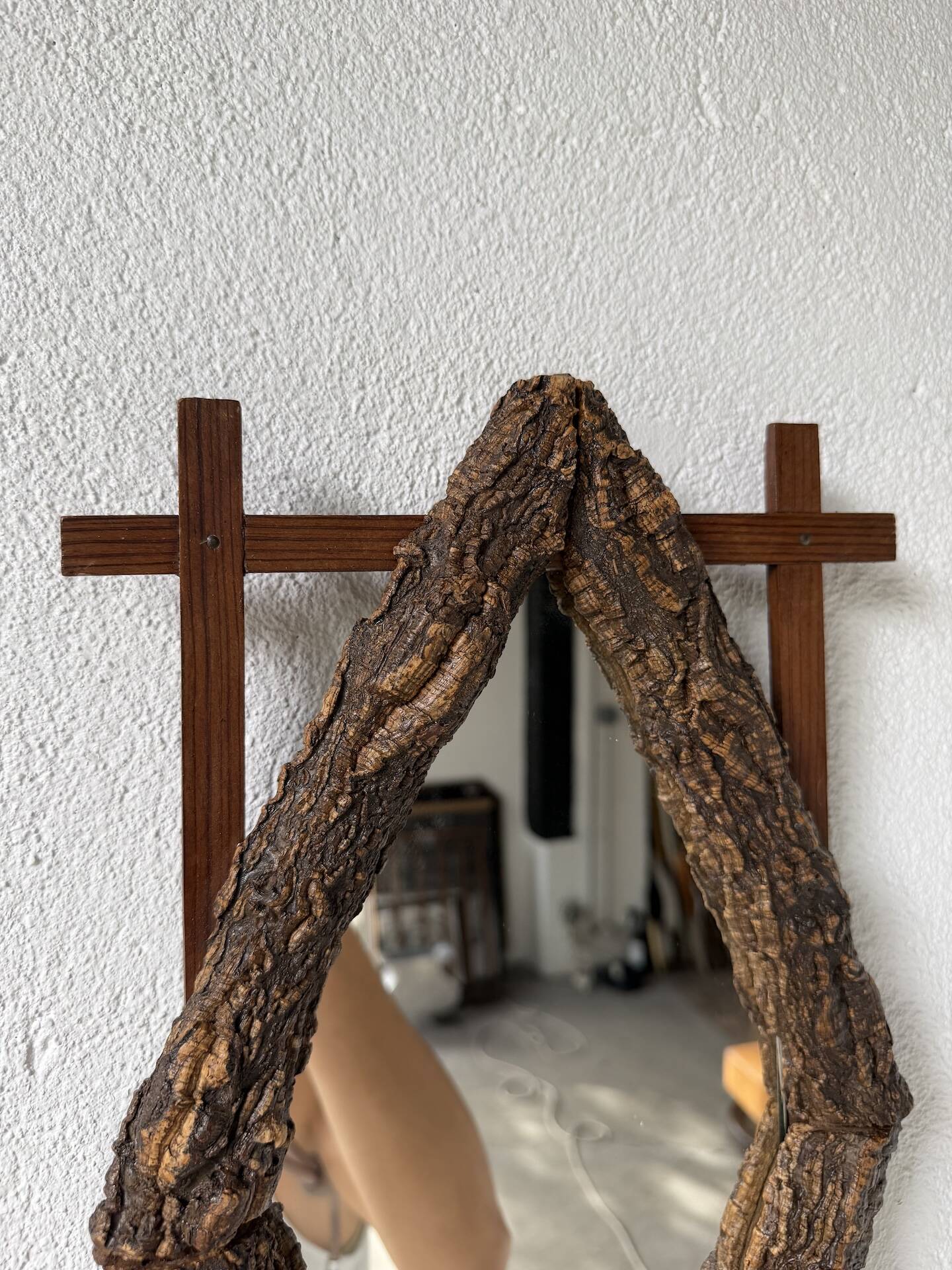 Rustic mirror wood 1900 folk art