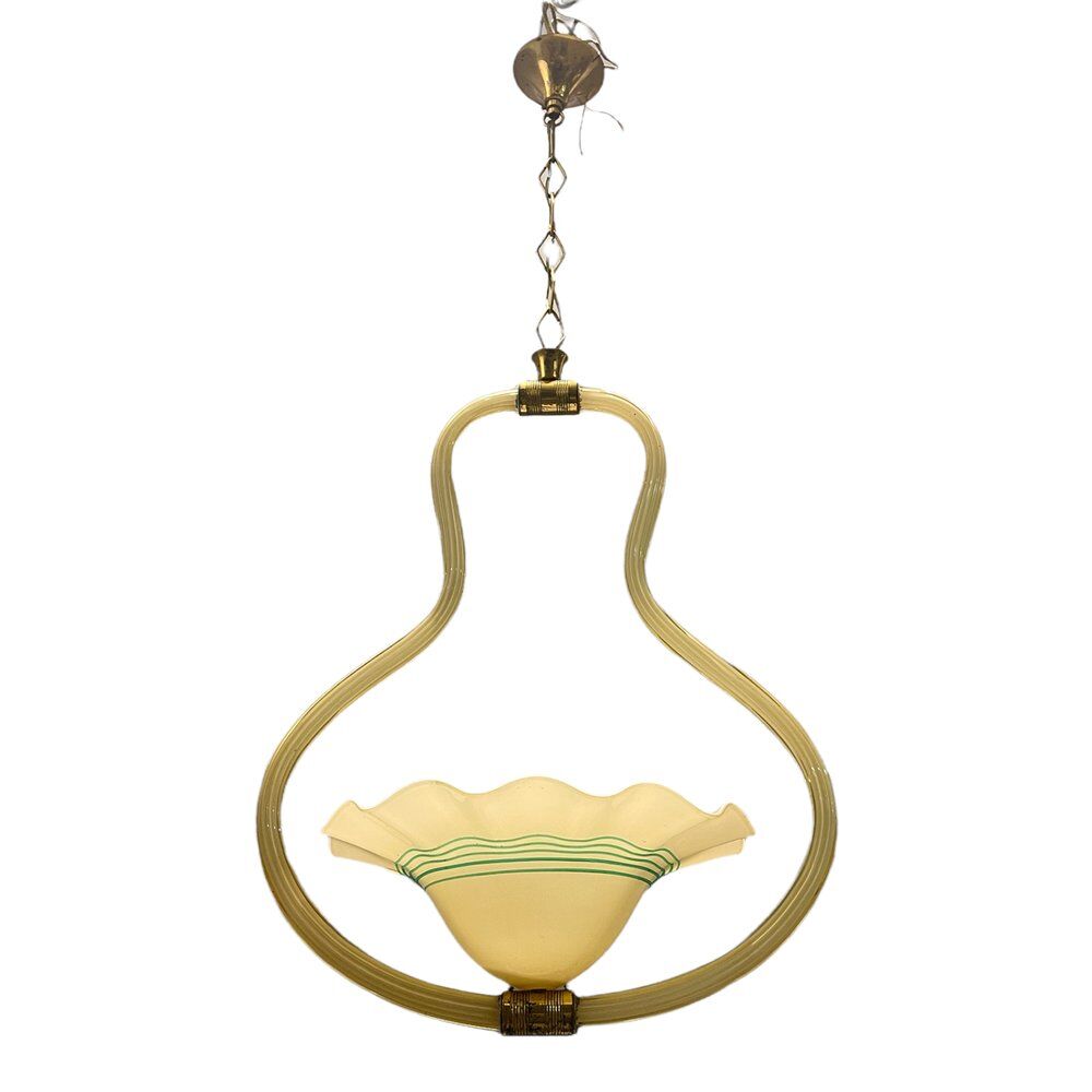 Yellow Italian Murano Glass Pendant Light
