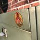 Vintage industrial furniture with metal clamshell atal