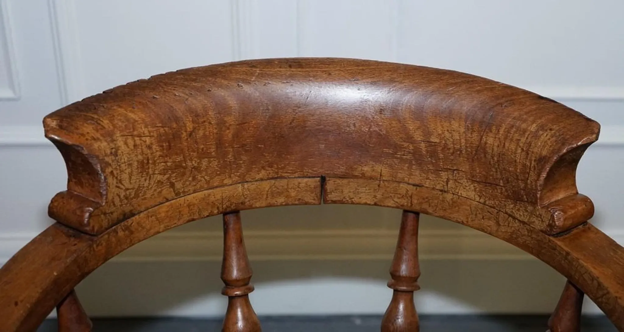 Edwardian Oak Captain's Chair for Smokers, 1900s