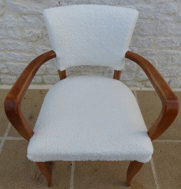 Chic Art Deco bridge chair from the 1950s, fully restored and hand-stitched