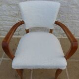 Chic Art Deco bridge chair from the 1950s, fully restored and hand-stitched
