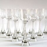 Set of 10 Flight wine glasses from the 60s