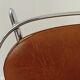 Set of 4 French chairs in camel brown imitation leather and chrome 1960