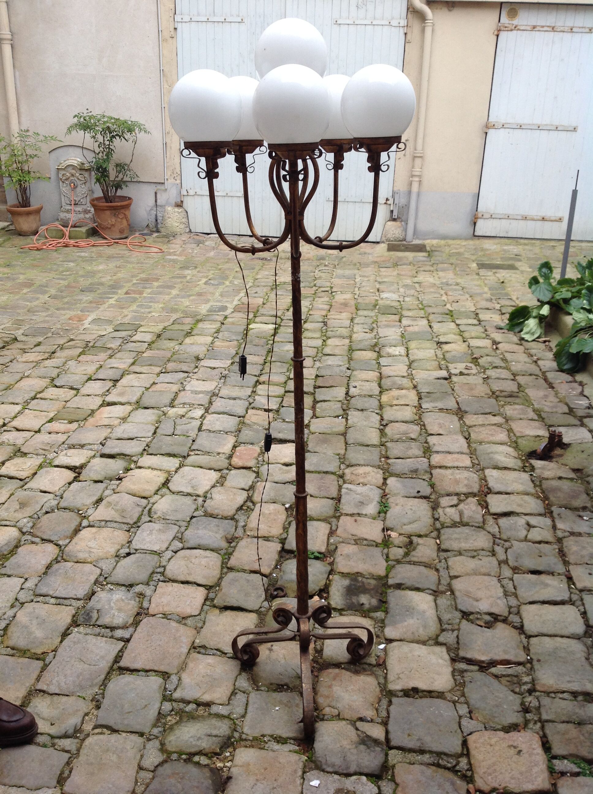 Vintage gold metal floor lamp, 70s