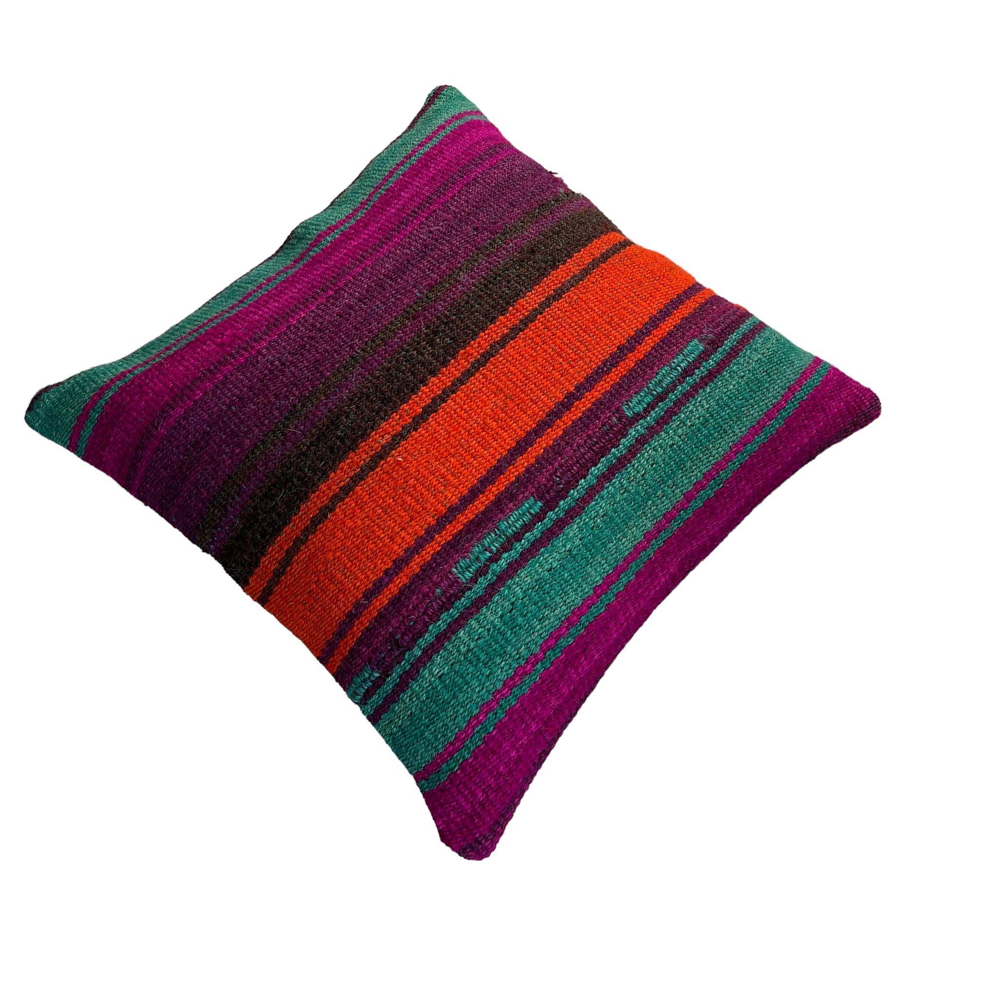 VINTAGE TURKISH KILIM CUSHION COVER, 40 X 40 CM