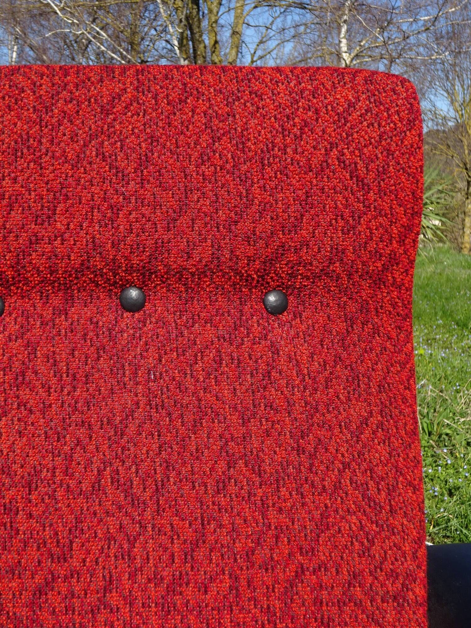 Vintage pair of red and black armchairs