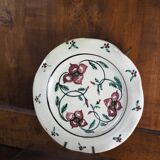 Meyssac plate decorated with flowers on cracked background early twentieth century and its support