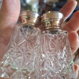 Salière et poivrier  en argent et cristal