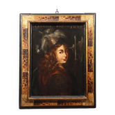 Peinture ancienne « Leandra reine des Amazones » huile sur toile '600