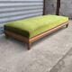 1920s velvet and oak bench
