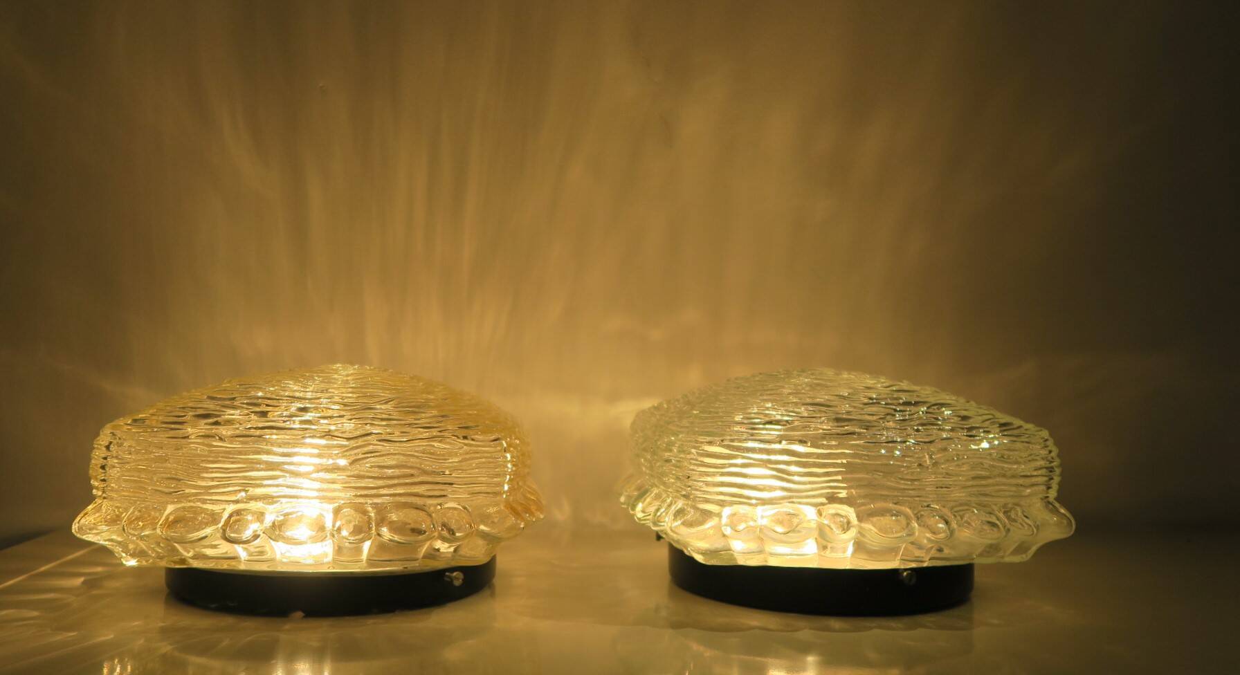 2 Glass ceiling lights, vintage, Germany