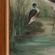 Large decorative painting of birds in water, France 1960s