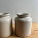 Old glazed stoneware mustard pots
