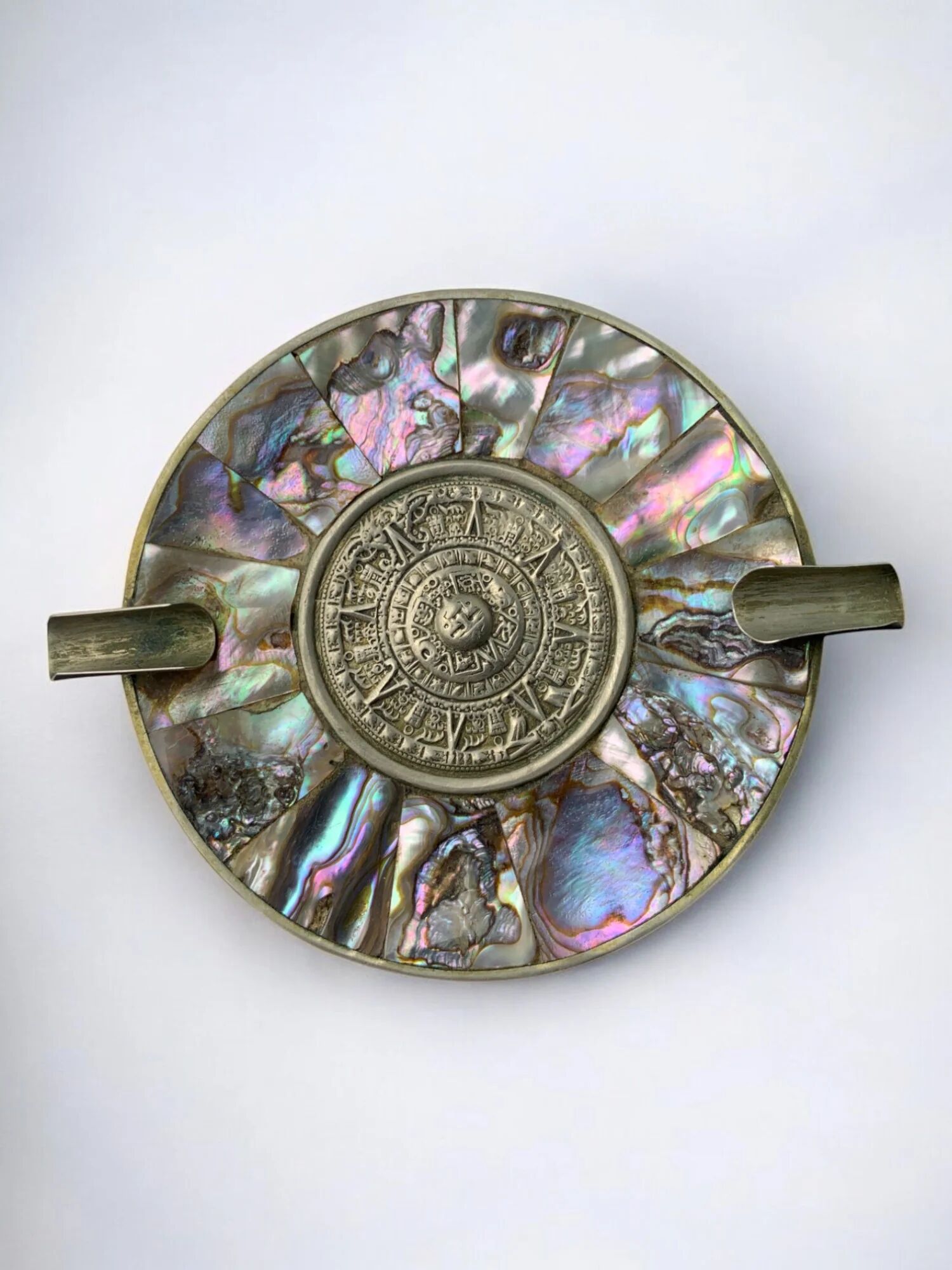 Abalone shell & alpaca ashtray, Mexico, circa 1970s