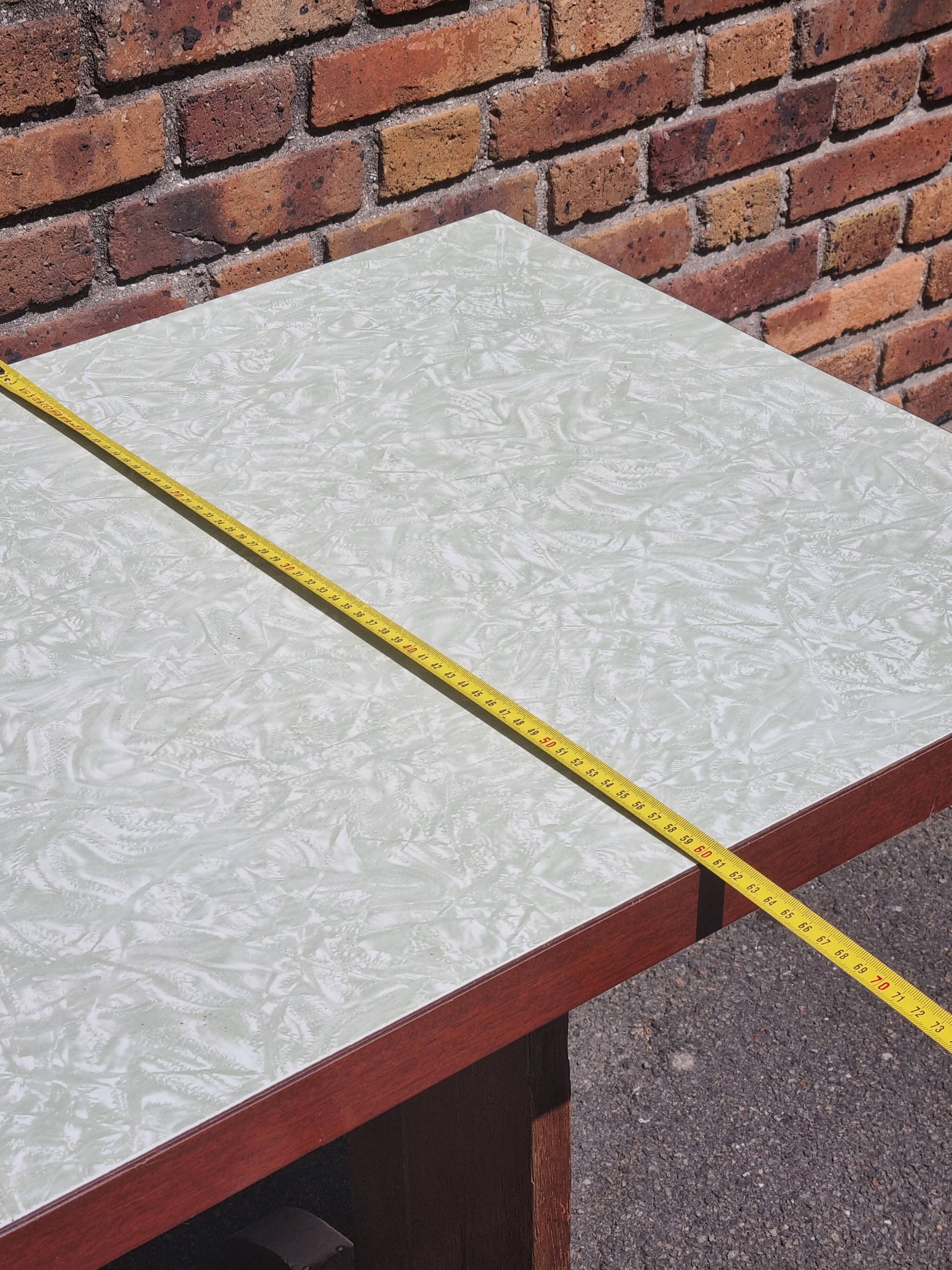 Art Deco dining table in oak with a pearlescent laminate top, 145x60 cm.