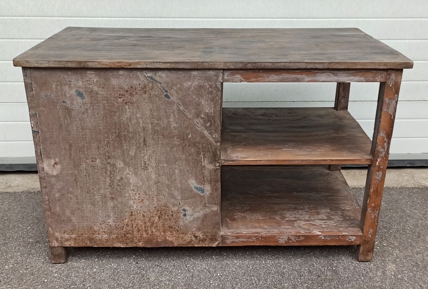 Antique wooden and metal accent furniture with mesh doors