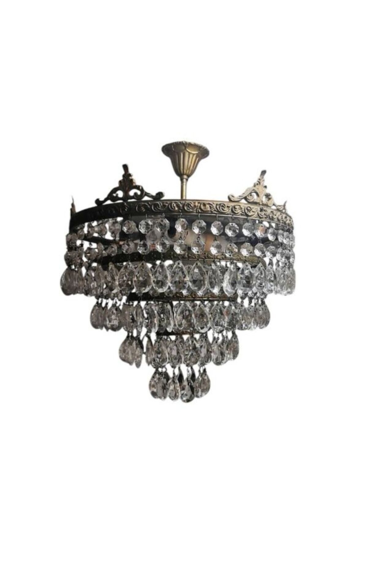 Bronze and Crystal Ceiling Light