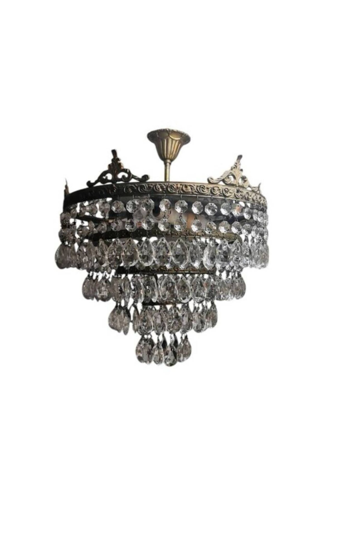 Bronze and Crystal Ceiling Light