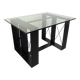 Vintage rectangular high table in glass and black metal from the 1980s.