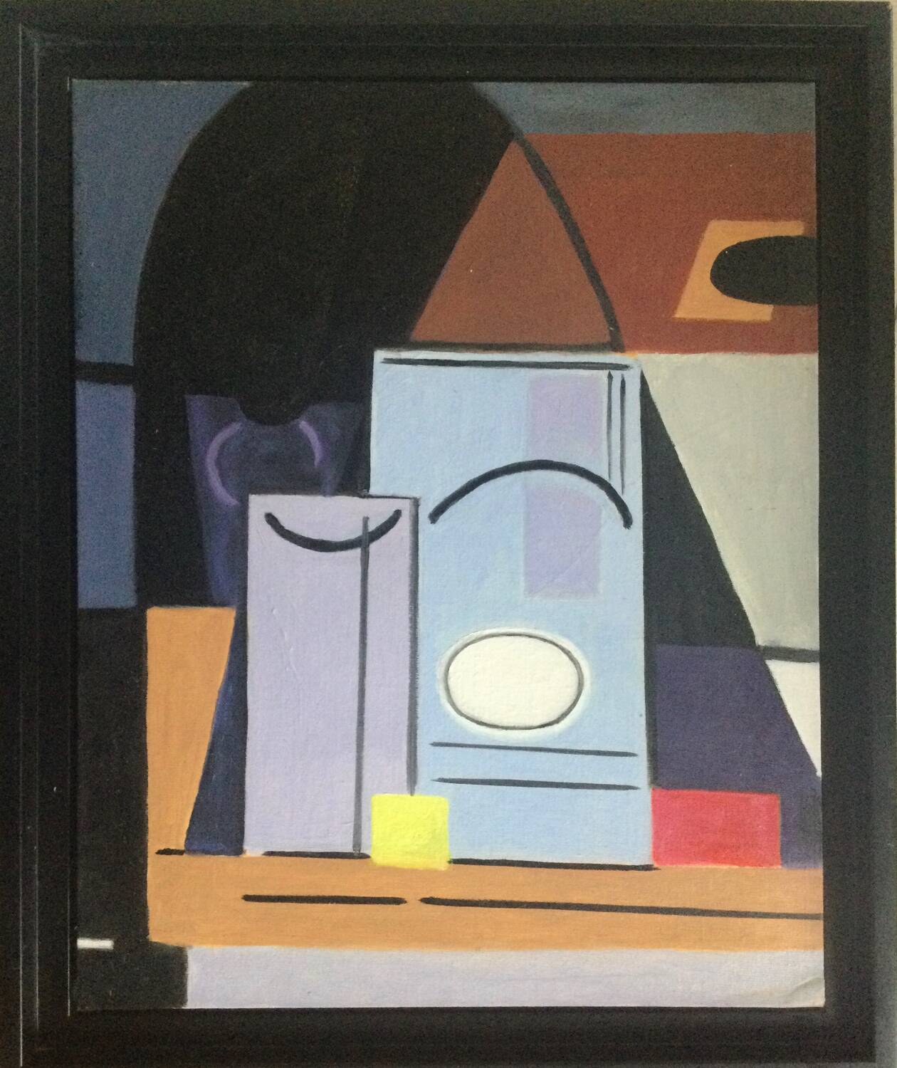 Oil on canvas board, Neo-Cubist composition