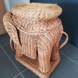 Pair of rattan elephant tables