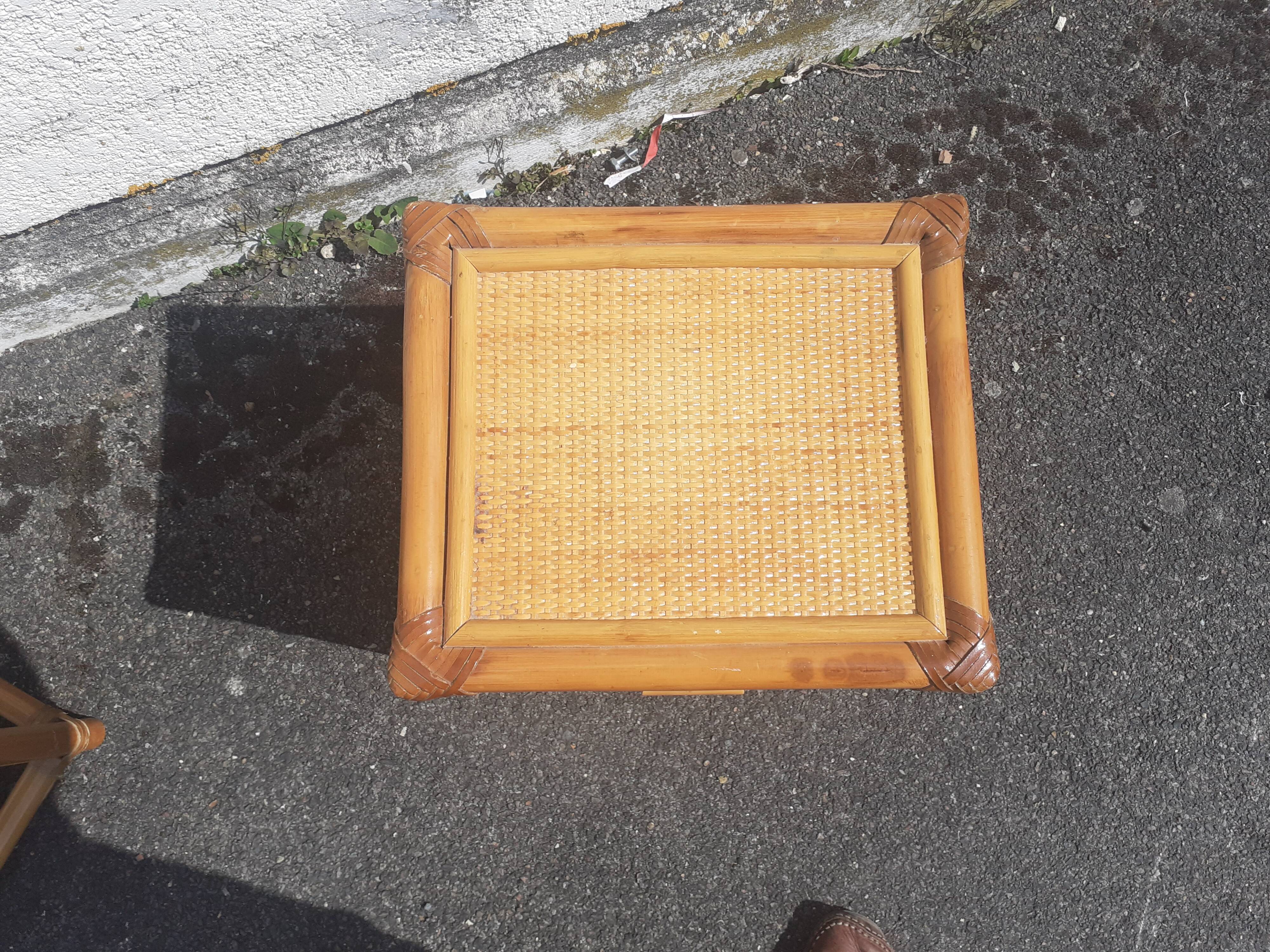 Pair of rattan bedside table