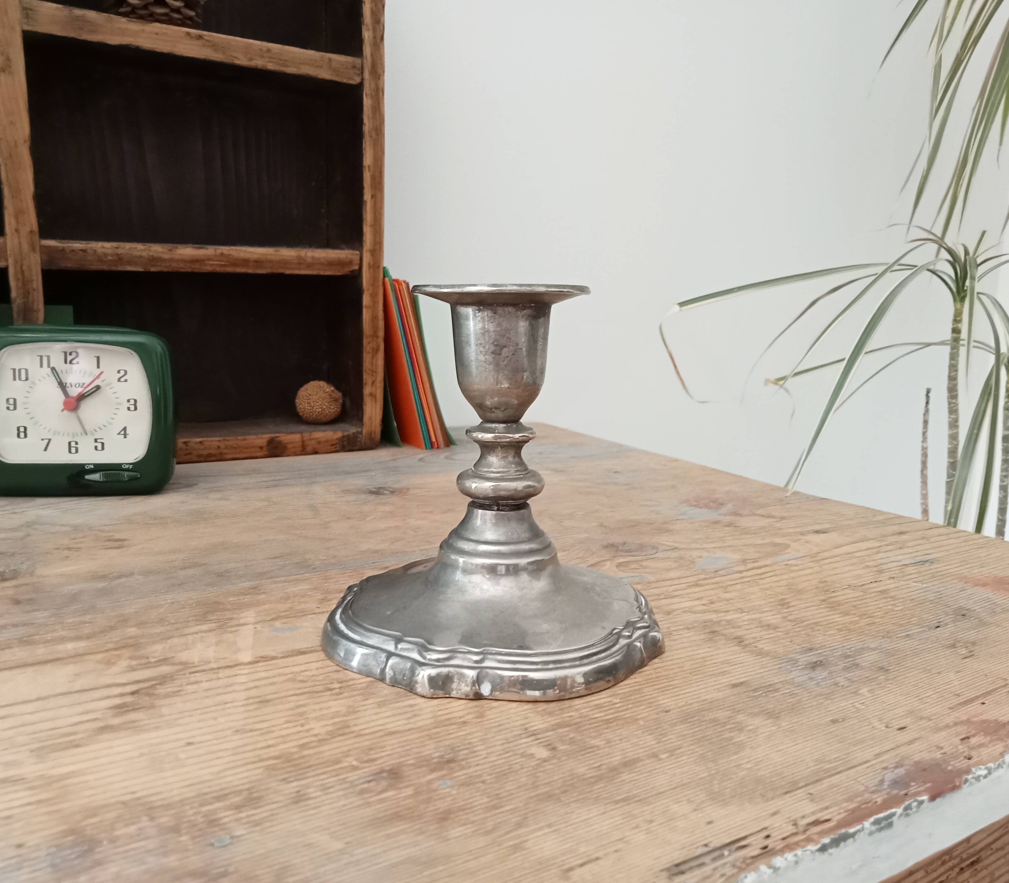 Vintage pewter candle holder