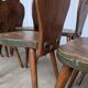 8 chaises brutalistes vintage en bois