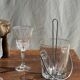 Small glass ice bucket with ladle H13.5