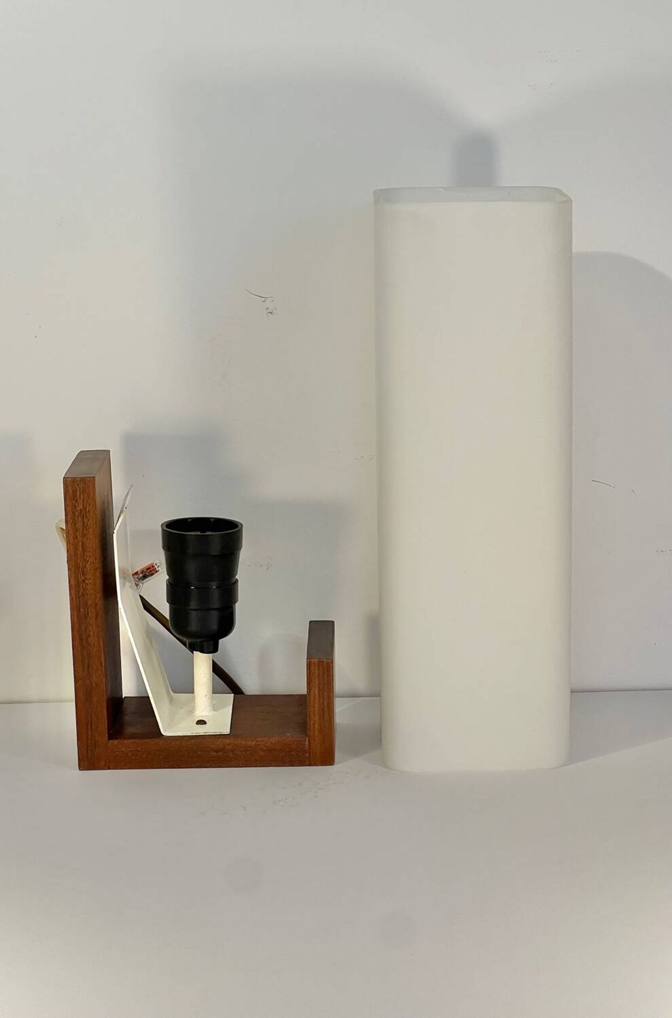 Scandinavian wall light in teak and opaline glass by Louis Kalff for Philips, 1968