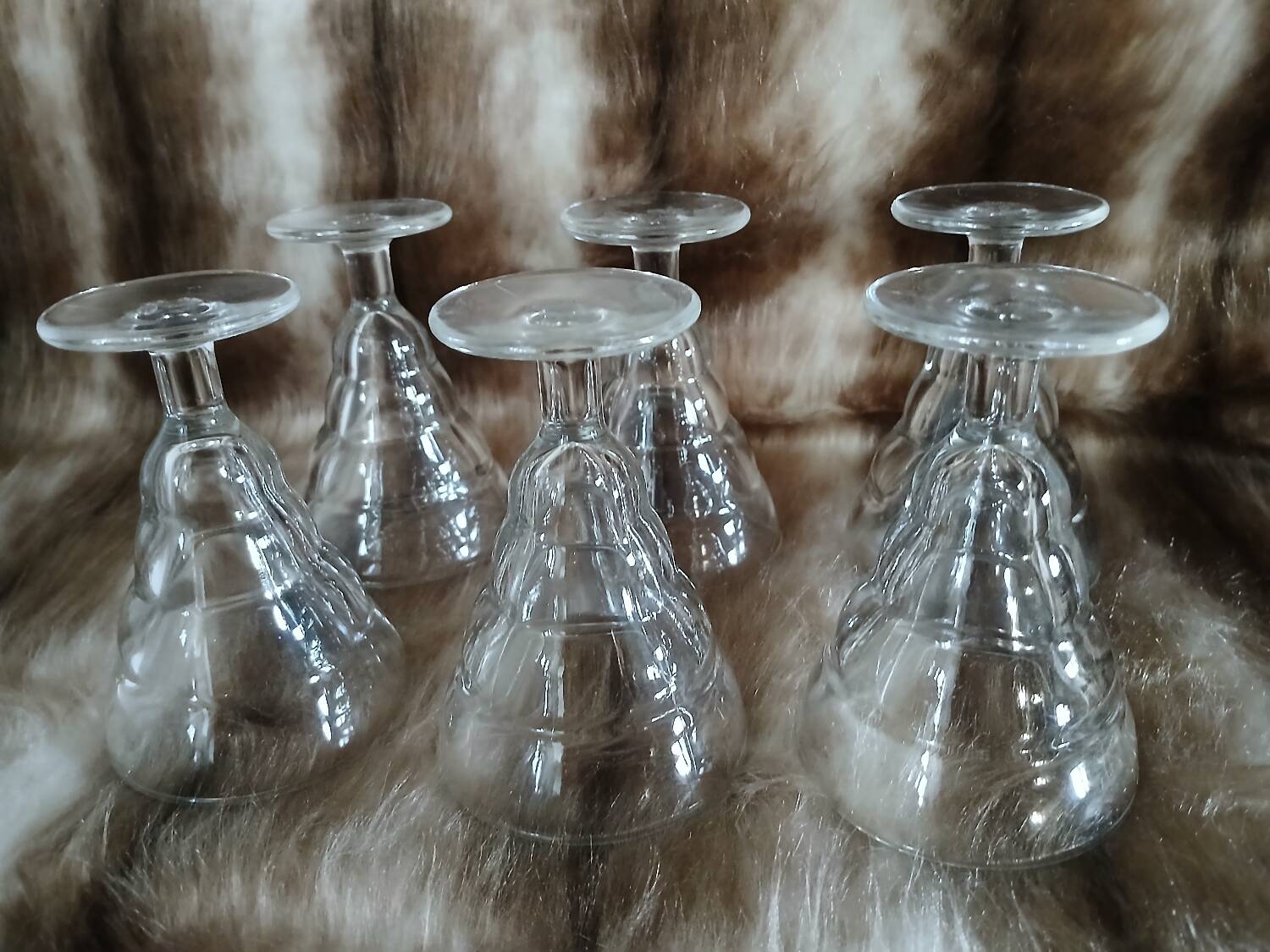 6 vintage Duralex stemmed glasses
