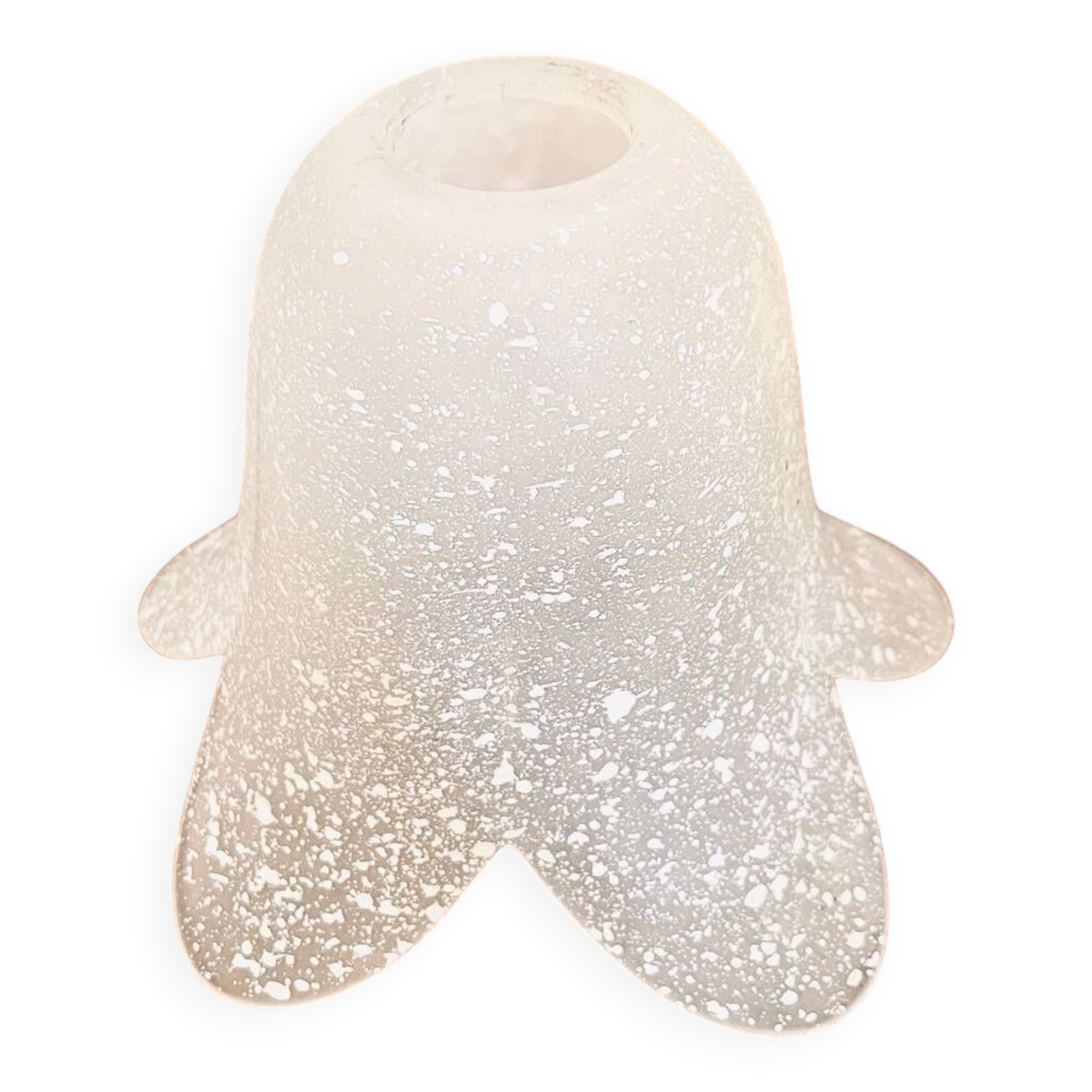 Tulip in white speckled glass paste flower