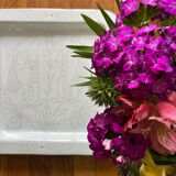 Trinket bowl white enamelled ceramic pocket with decorations of two rooster facing each other