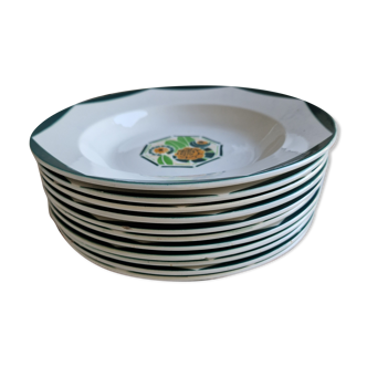 12 vintage Oxford Digoin-Sarreguemines hollow plates