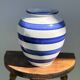 Blue striped ceramic vase