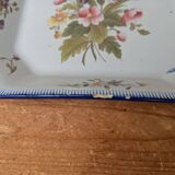 Set of 2 old square Charolles plates with flower pattern