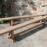 Pair of solid wood benches - brutalist
