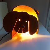 Vintage 80's wooden dog lamp, raison, france