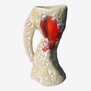 Small Vintage vase in glazed ceramic effect Fat Lava 70s
